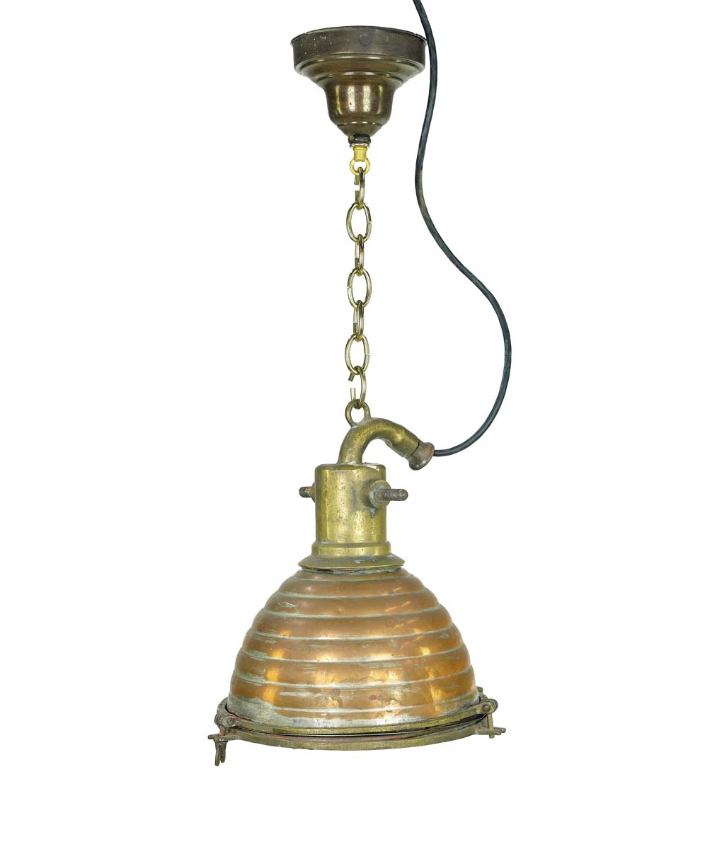 Nautical Copper & Brass Beehive Spotlight Pendant Light