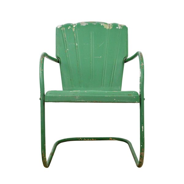 Patio Furniture - Vintage Green Steel Art Deco Patio Chair