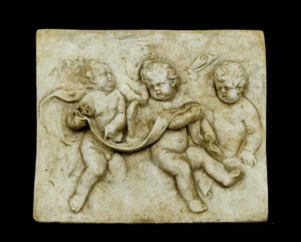 Plaques & Plates - High Relief Three Angels Concrete Rectangular Wall Plaque