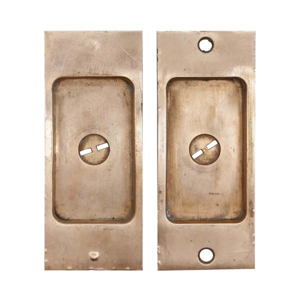 Pocket Door Hardware - Pair of Antique 5 in. Classic Polished Brass Pocket Door Pulls