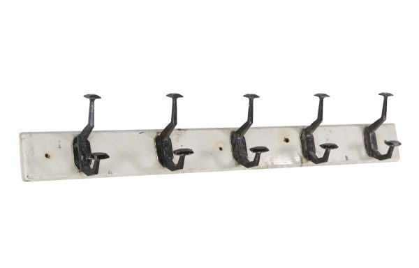 Racks - European Art Deco 5 Double Arm Black Aluminum Hooks Wood Wall Rack