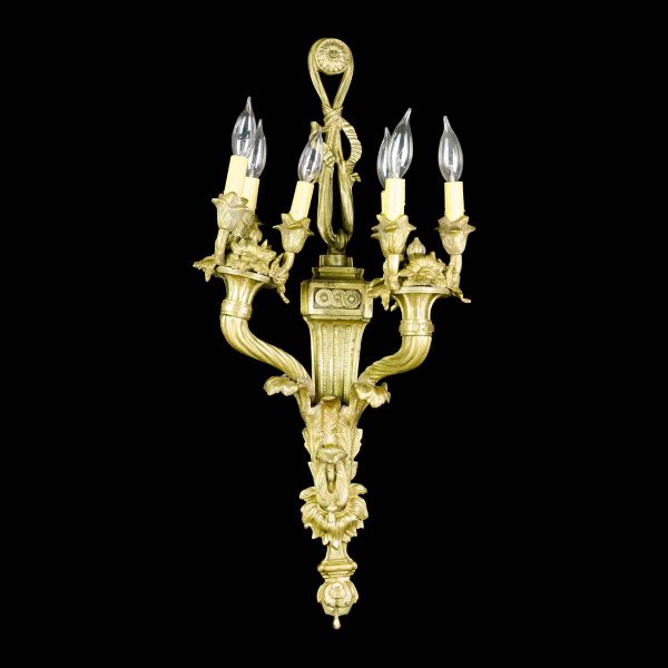 Sconces & Wall Lighting - Antique French Brass 2 Arm 6 Candle Lights Wall Sconce