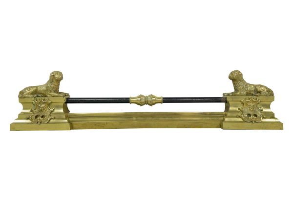 Screens & Covers - 19th Century French Brass Spaniel Dog Figural Bar Fireplace Fender