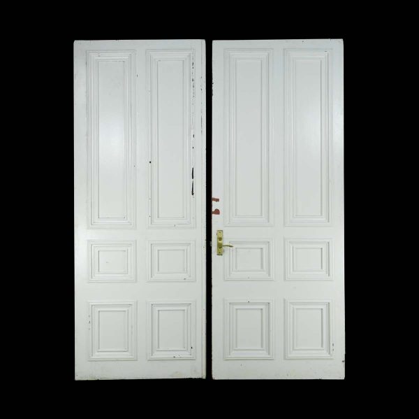 Standard Doors - Vintage Pine White 6 Pane Double Doors 117.562 x 92
