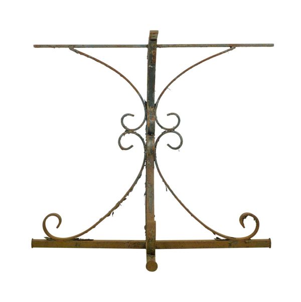 Table Bases - Reclaimed 27 in. H Cross Shape Curled Wrought Iron Table Base