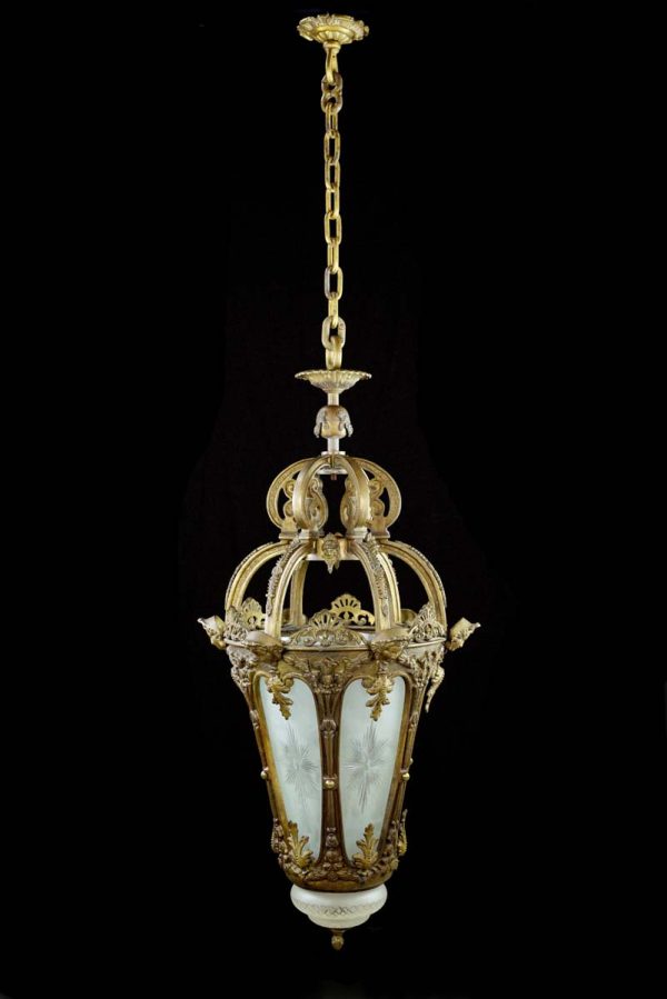 Wall & Ceiling Lanterns - Argentinean Ornate Figural Solid Cast Bronze Hanging Lantern