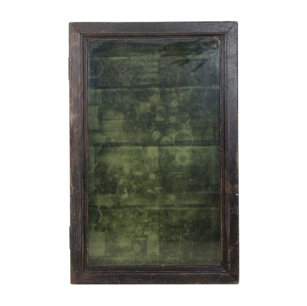 Armoires & Vitrines - European Green Felt Lined Wall Mount Wooden Vitrine