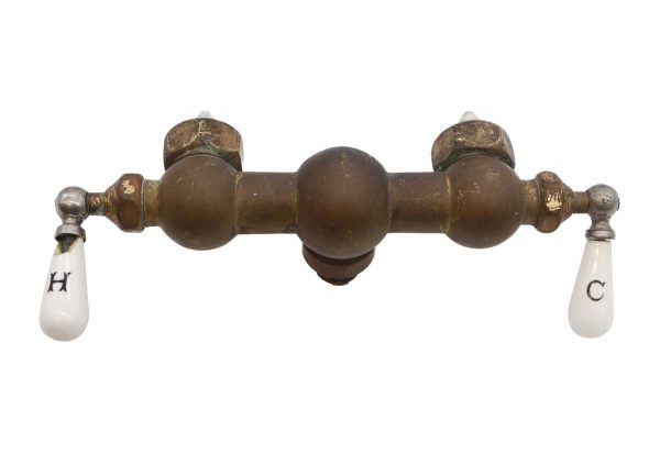 Bathroom - Reclaimed Ceramic Hot & Cold Handles Brass Clawfoot Tub Filler Faucet