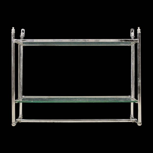 Bathroom - Vintage Wall Mounted 2 Tier Steel & Glass Bathroom Shelf