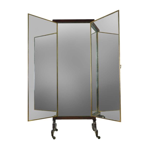 Bedroom - 1910s Miroir Brot French Antique Mahogany Tri-fold Dressing Mirror on Casters