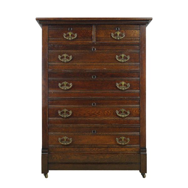 Bedroom - Antique Victorian Chestnut 6 Drawers Highboy Dresser