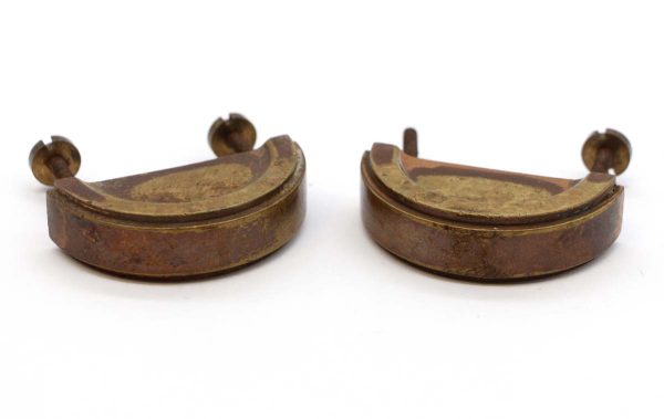 Cabinet & Furniture Pulls - European Pair of Bronze Art Deco Semicircle Drawer Pulls