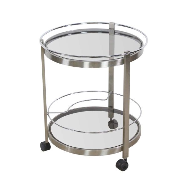 Carts - European Nickeled Steel Round Tinted Glass Bar Cart