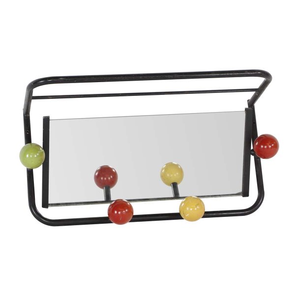 Coat Racks - European Mid Century Multi Colored Ball Hook Black Steel Mirrored Wall Rack