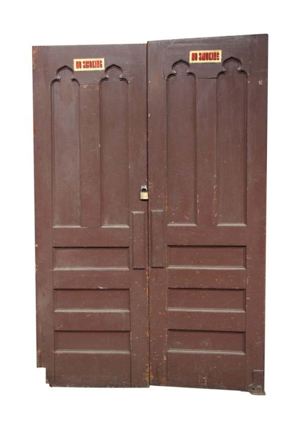 Commercial Doors - Antique Gothic Arched Paneled Swinging Double Doors 89.5 x 59.5