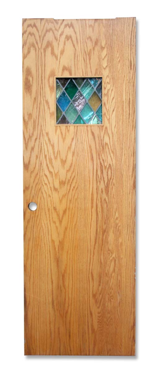 Commercial Doors - Vintage Stained Glass Lite Pine Commercial Door 77 x 28