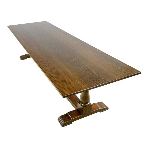 Commercial Furniture - Refinished 10 ft Dark Wood Chestnut Library Dining Table