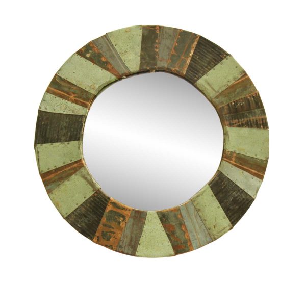 Copper Mirrors & Panels - Handcrafted Round Copper Patchwork Wall Mirror
