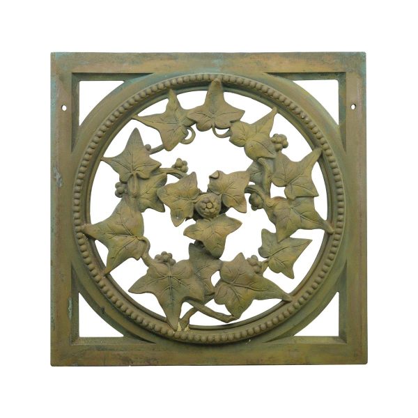 Decorative Metal - Reclaimed Cast Bronze Round Foliate Square Architectural Wall Panel