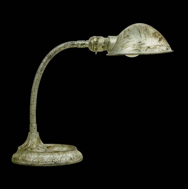 Desk Lamps - Antique Gooseneck Distressed Silver Steel Desk Lamp