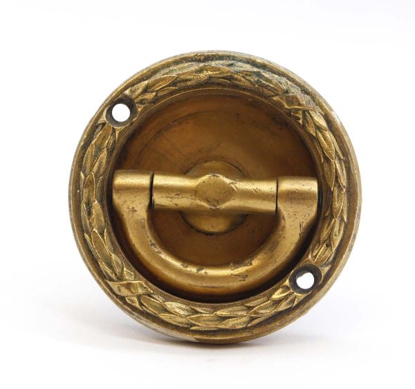 Door Pulls - Antique Round Wreath Brass Pocket Door Pull