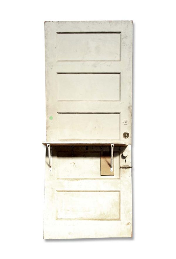 Entry Doors - Antique 5 Pane White Wood Dutch Door with Shelf 87 x 35.5