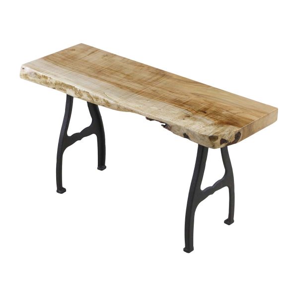 Farm Tables - Handcrafted 34 in. Live Edge Maple Black Cast Iron Legs Bench