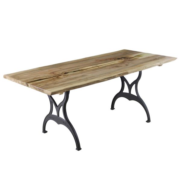 Farm Tables - Handcrafted 6.1 ft Live Edge Resin Maple Iron Legs Dining Table