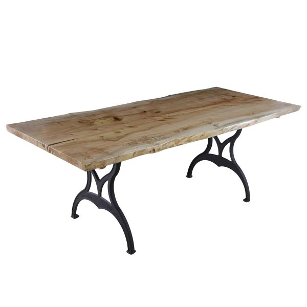 Farm Tables - Handcrafted 7 ft Live Edge Maple Iron Legs Dining Table