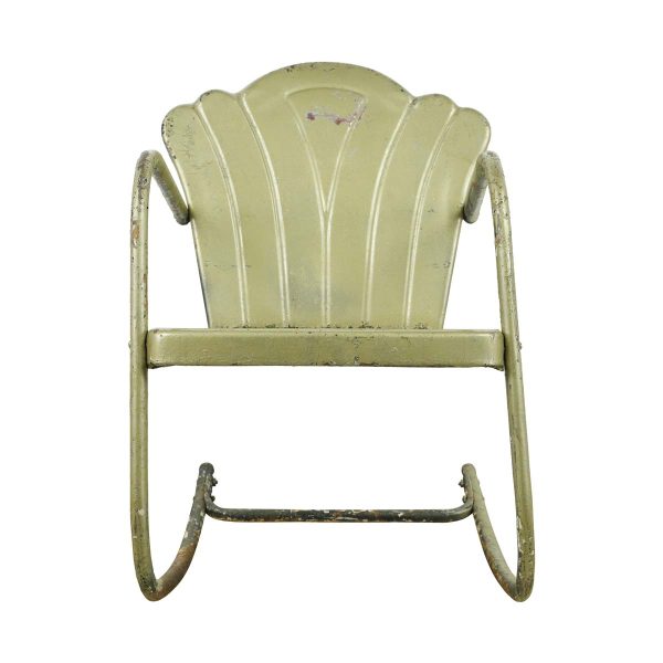 Garden Elements - Reclaimed Art Deco Green Steel Outdoor Rocking Chair