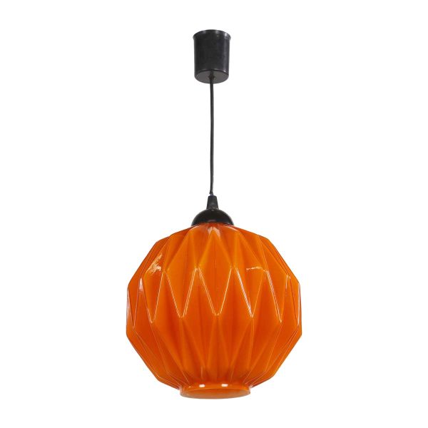 Globes - European Mid Century Modern Orange Geometric Glass Pendant Light