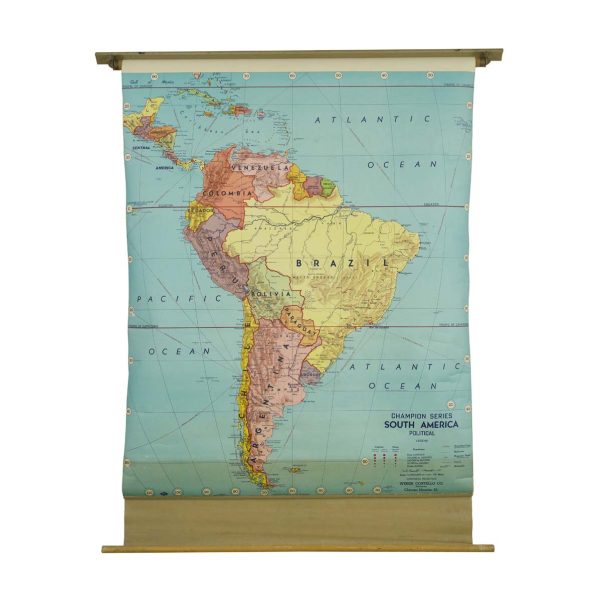 Globes & Maps - Vintage Champion Series South America Political Roll Up Map