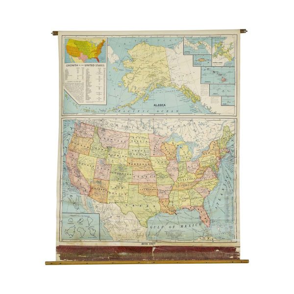 Globes & Maps - Vintage Roll Up Map of The United States Population