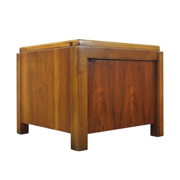 Living Room - Lane Mid Century Walnut Cube End Table with Bottom Storage