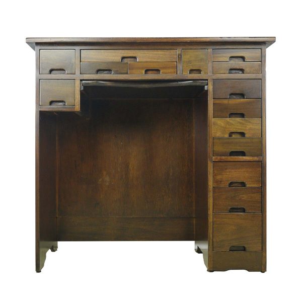 Office Furniture - Restored Antique Dark Wood Tone Pine Jewelers Desk