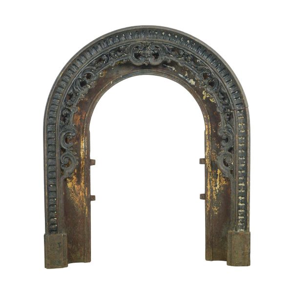 Screens & Covers - Antique Ornate Arched Cast Iron Fireplace Insert