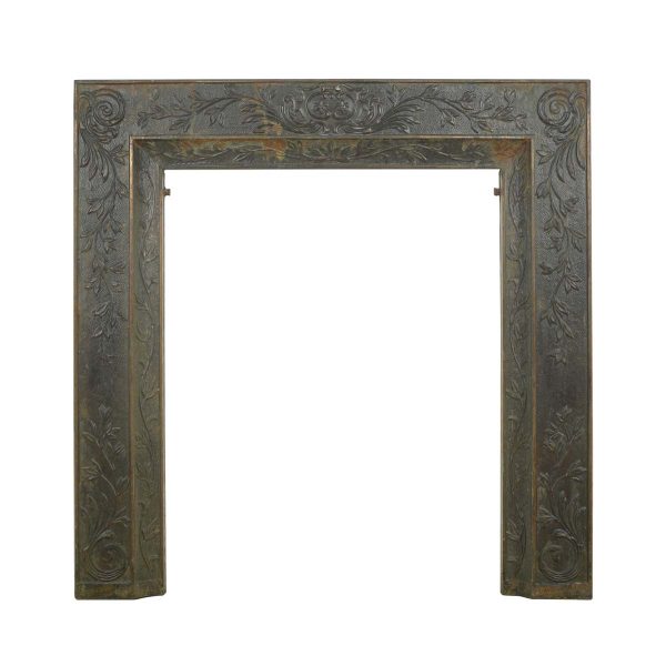 Screens & Covers - Antique Victorian Foliate Motif Cast Iron 30 in. Square Fireplace Insert