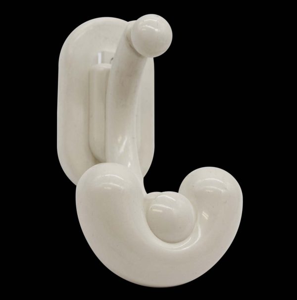 Single Hooks - European 1970s Mid Century Cream Plastic Bathroom Wall Hook