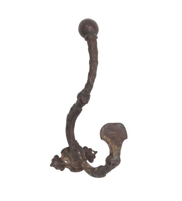 Single Hooks - European Darkened French Double Arm Cast Bronze Wall Hook