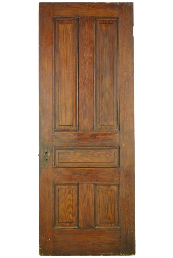 Standard Doors - Antique 5 Panel Dark Stained Wood Pine Passage Door 84.24 x 31.625