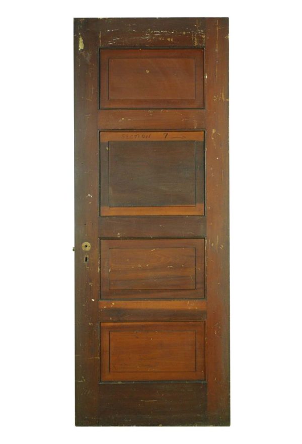 Standard Doors - Vintage 4 Pane Dark Tone Wood Pine Passage Door 83.625 x 31.812