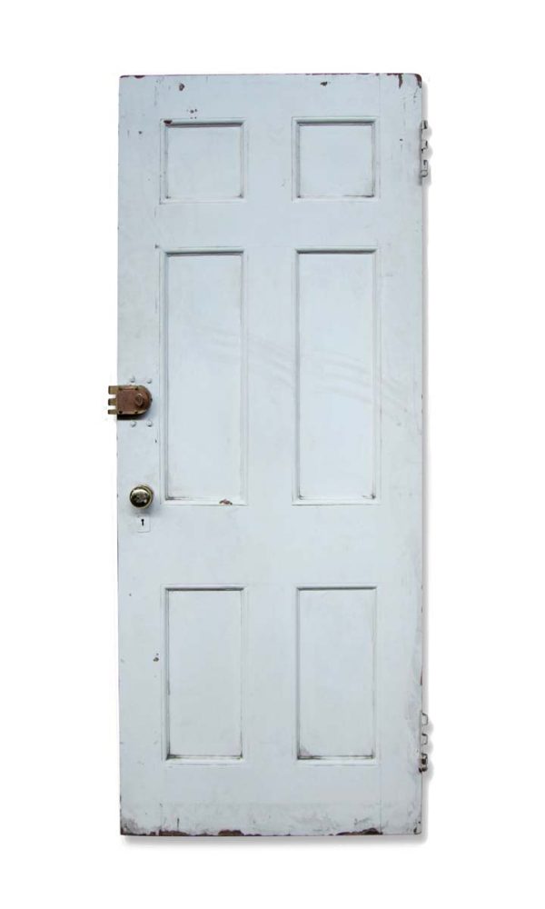 Standard Doors - Vintage 6 Pane White Wood Privacy Door 79 in. H