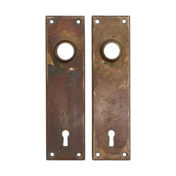 Back Plates - Pair of Antique 7.5 in. Bronze Chicago Door Passage Back Plates