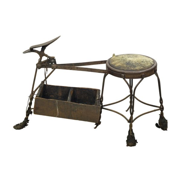 Commercial Furniture - Antique Twisted Iron Cobbler Shoe Shine Station with Pine Box