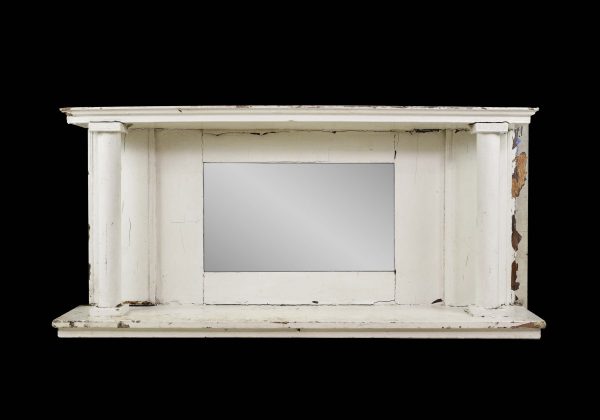 Overmantels & Mirrors - Reclaimed 4.5 ft White Painted Pine Mirror Overmantel