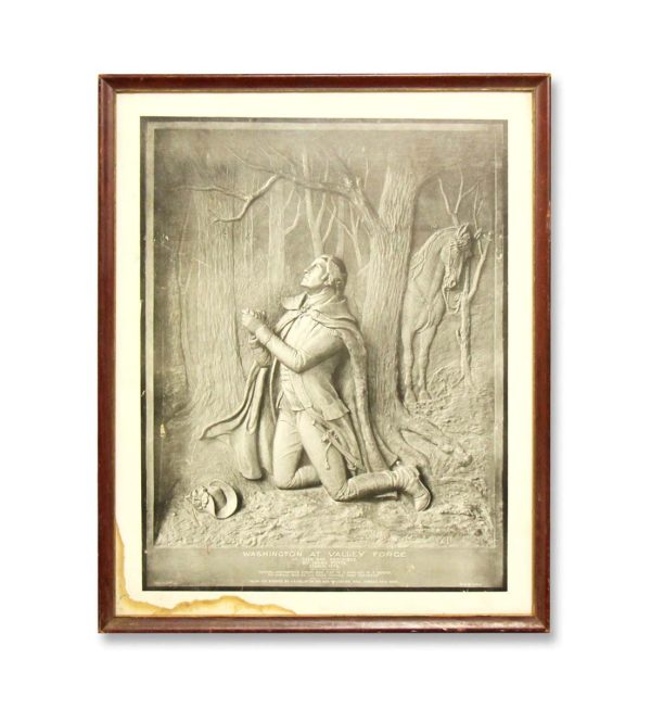 Prints  - Dark Wood Frame George Washington at Valley Forge Print