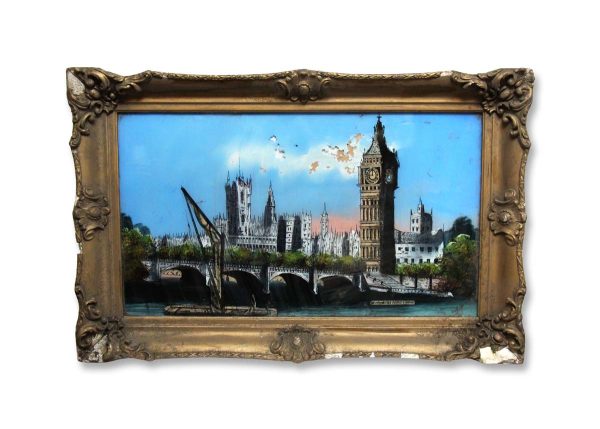 Prints  - Gold Framed Westminster Bridge London Reverse Glass Painting