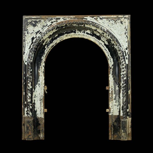 Screens & Covers - Antique Victorian Black Cast Iron Arched Fireplace Insert Surround