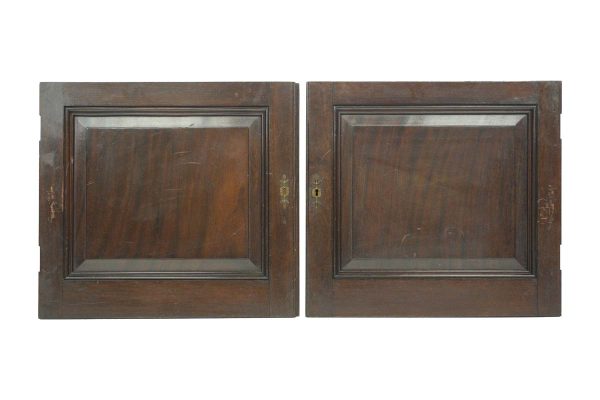 Cabinet Doors - Pair of Reclaimed Brass & Wood Cabinet Doors 20.75 x 19