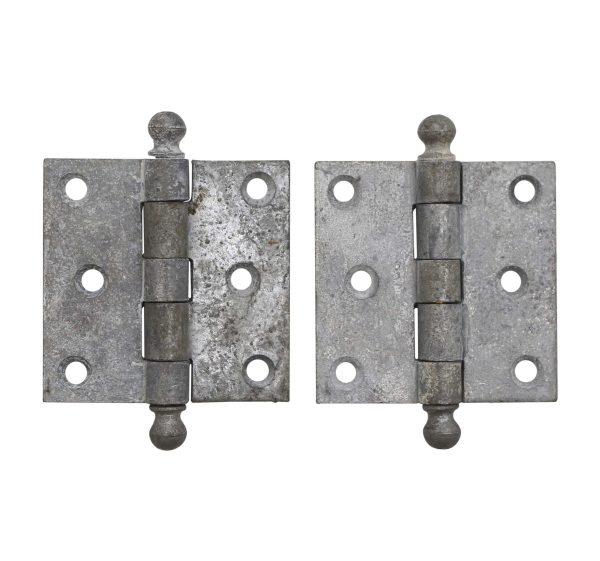 Cabinet & Furniture Hinges - Pair of Vintage Galvanized Steel 2 x 2 Butt Cabinet Hinges